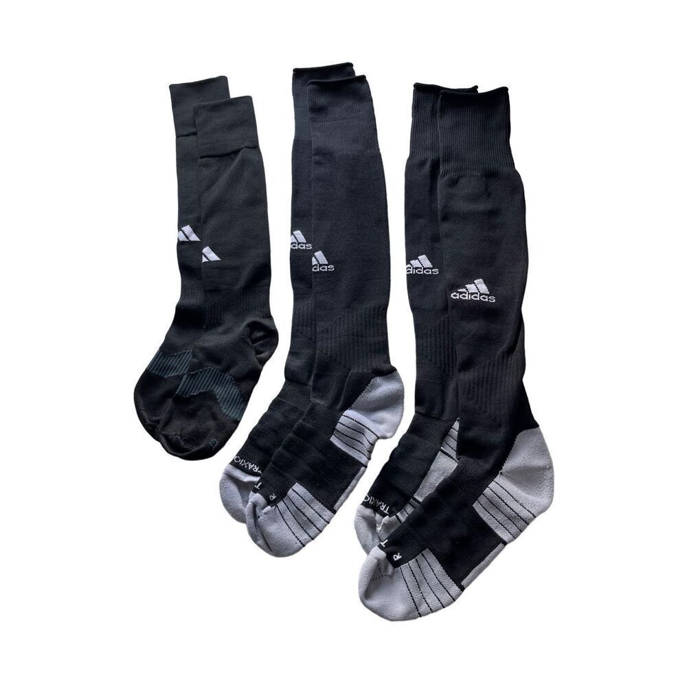 (3) pair of tall black adidas soccer socks - L